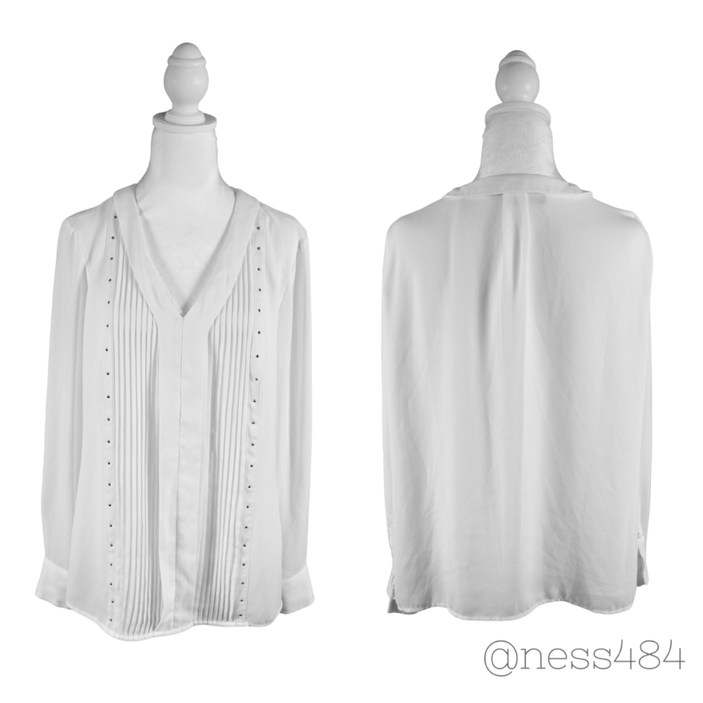 Women's White House Black Market White Blouse Size 14 - Picture 2 of 4